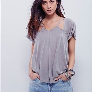 Grey Free People electric tee size small